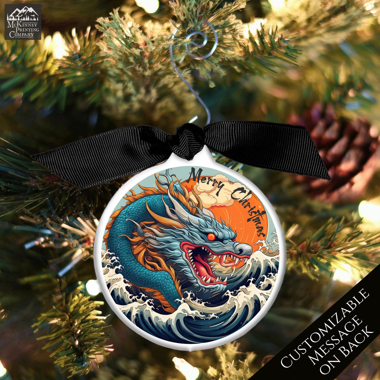 Dragon Ornament - The Great Wave, Japanese Gift, Christmas, Japan, Art