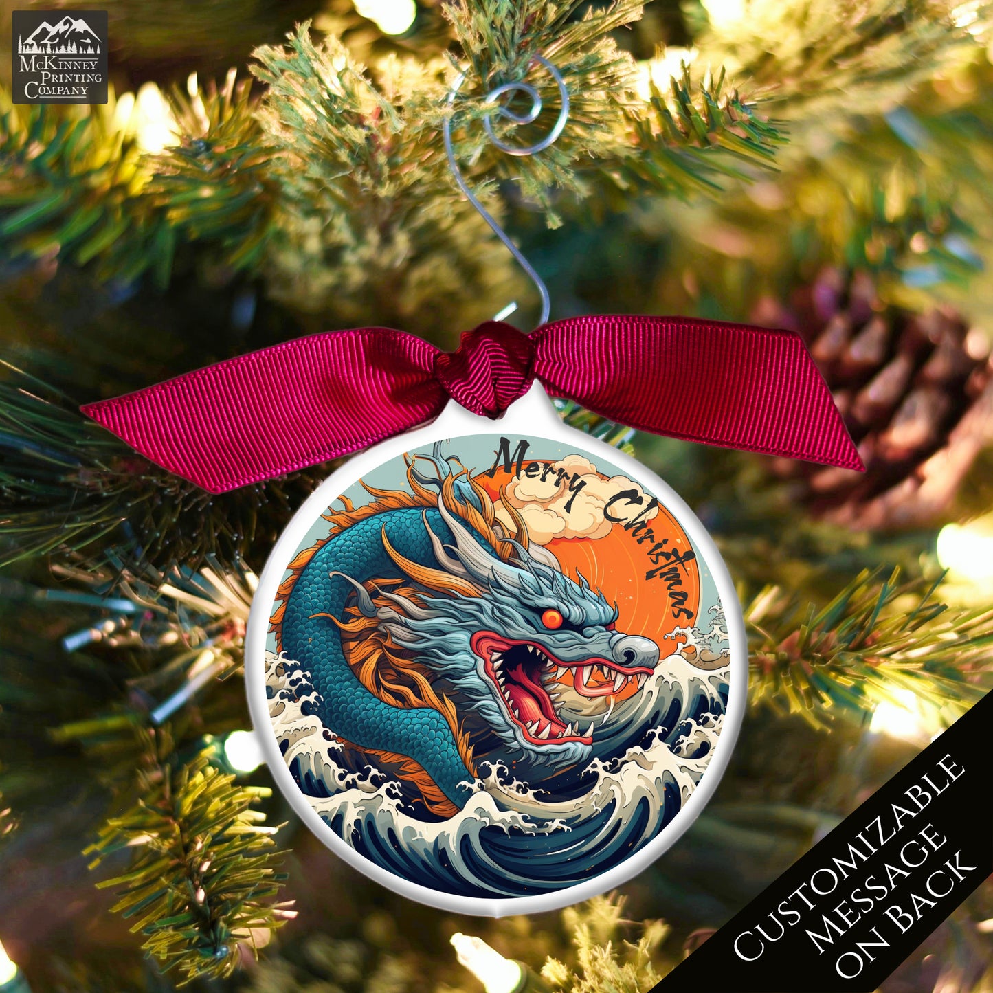 Dragon Ornament - The Great Wave, Japanese Gift, Christmas, Japan, Art