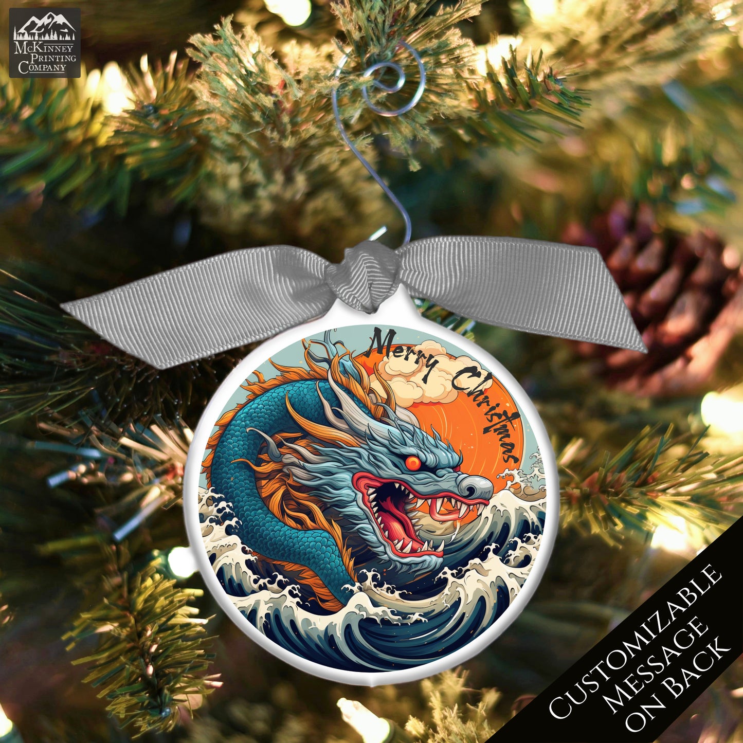 Dragon Ornament - The Great Wave, Japanese Gift, Christmas, Japan, Art