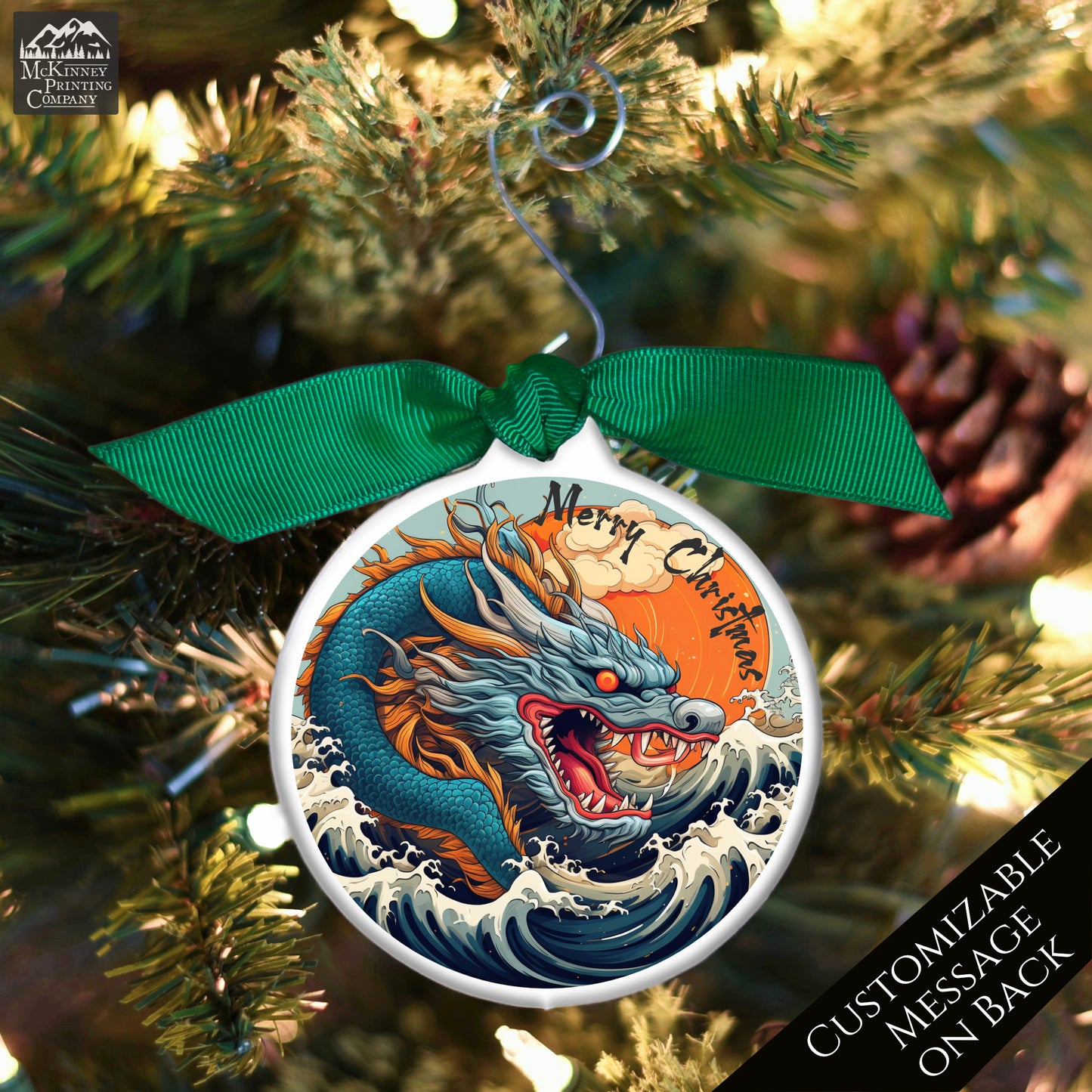 Dragon Ornament - The Great Wave, Japanese Gift, Christmas, Japan, Art