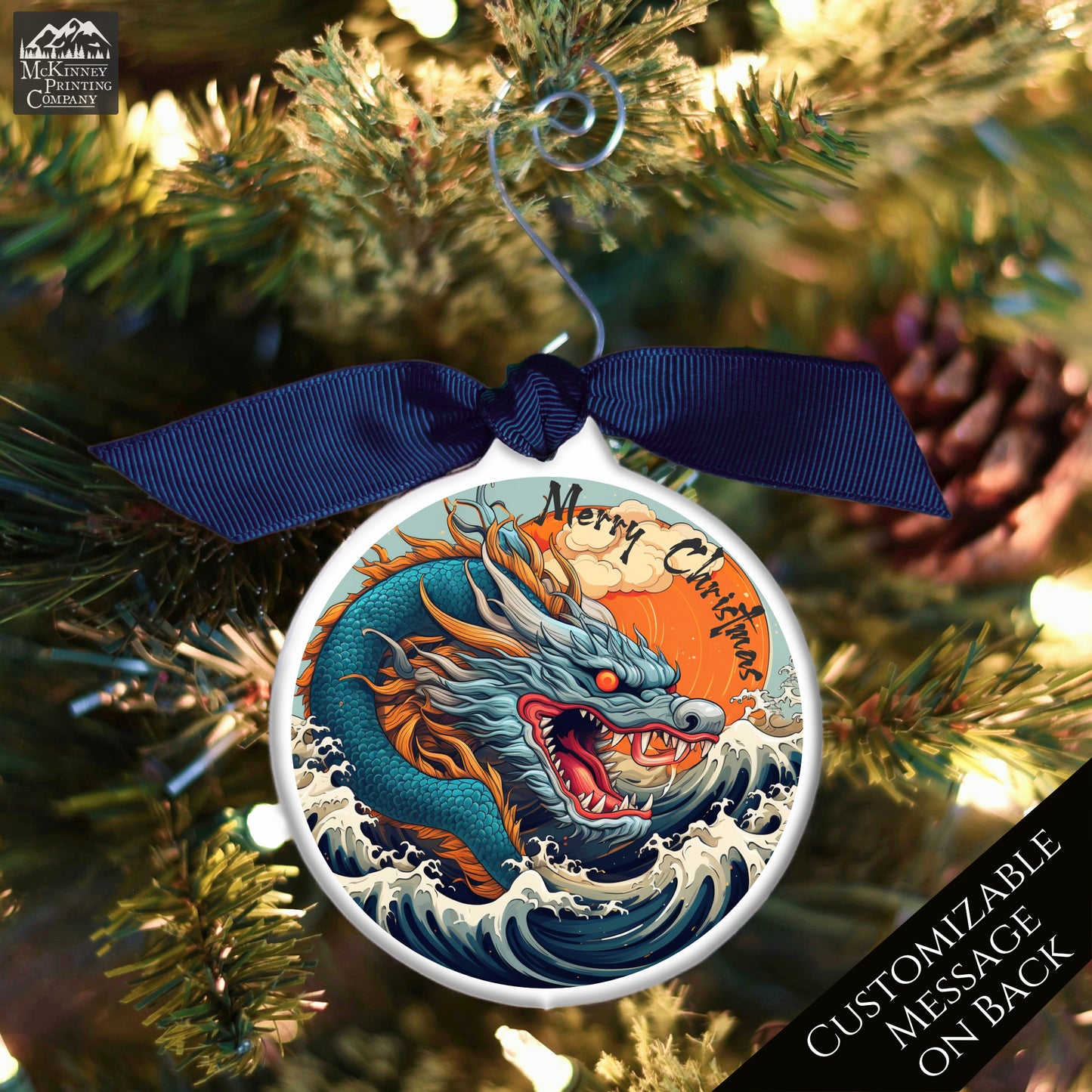 Dragon Ornament - The Great Wave, Japanese Gift, Christmas, Japan, Art