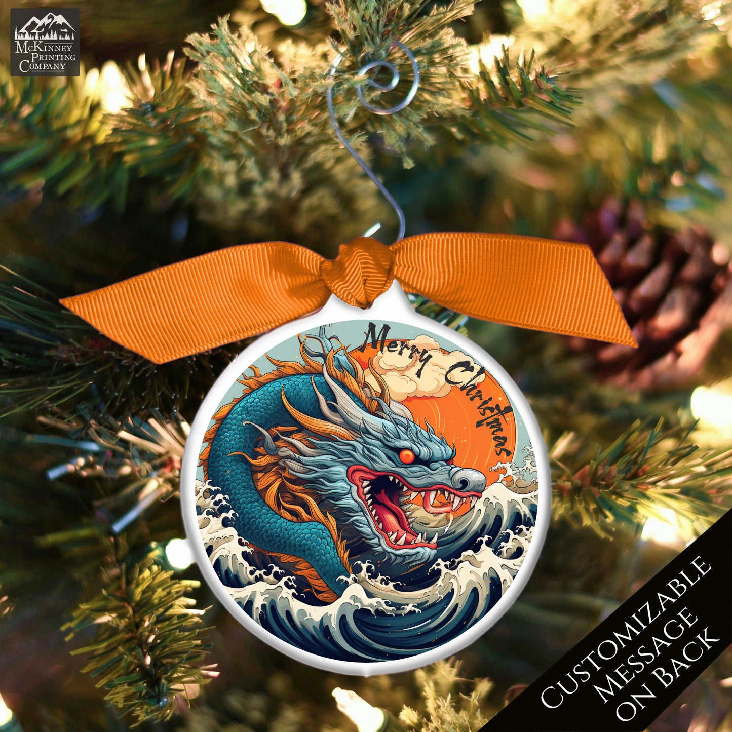 Dragon Ornament - The Great Wave, Japanese Gift, Christmas, Japan, Art