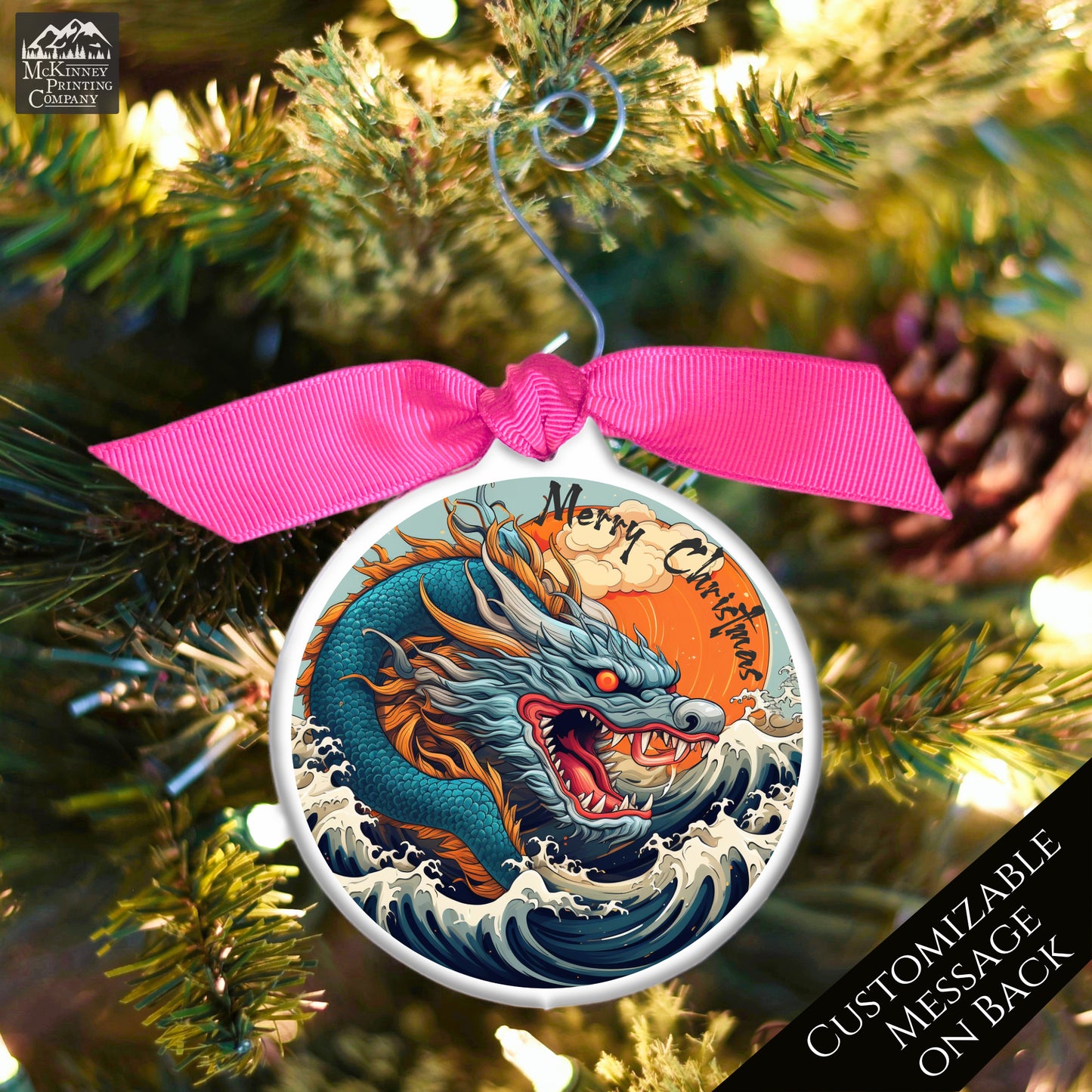 Dragon Ornament - The Great Wave, Japanese Gift, Christmas, Japan, Art