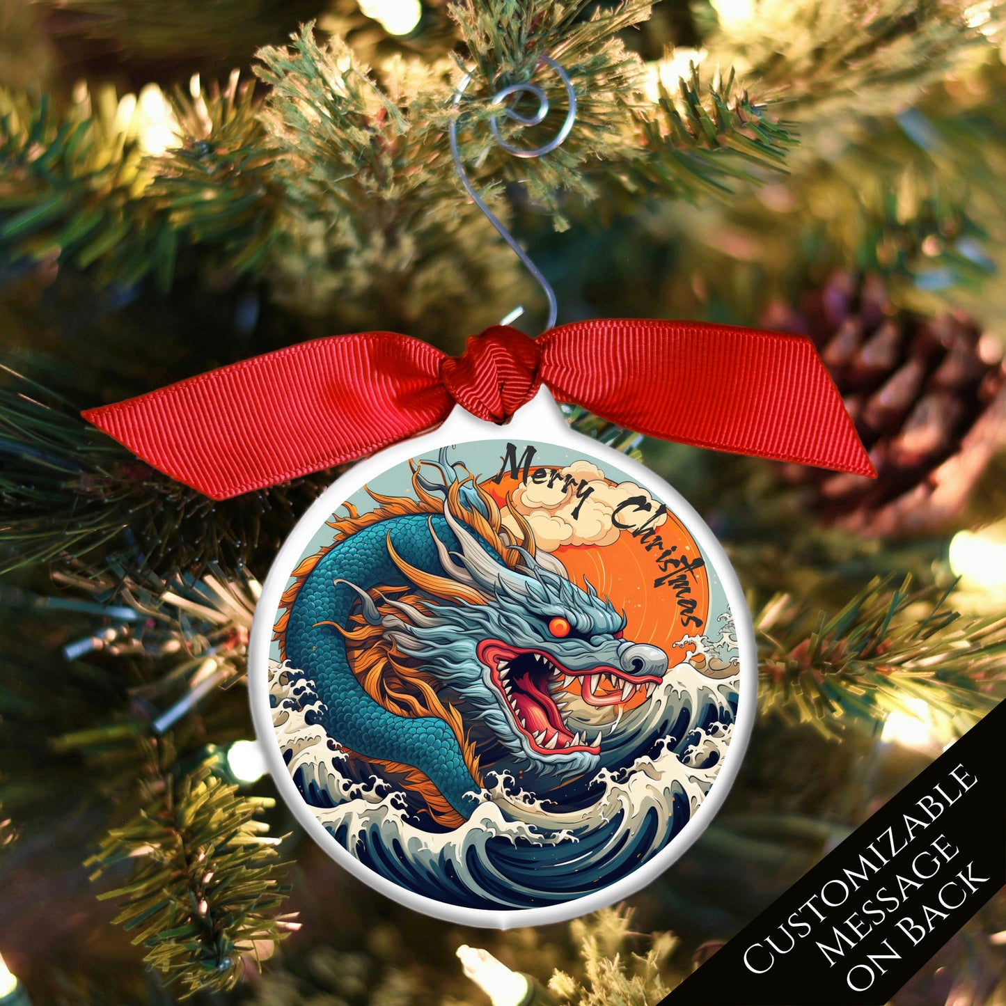 Dragon Ornament - The Great Wave, Japanese Gift, Christmas, Japan, Art