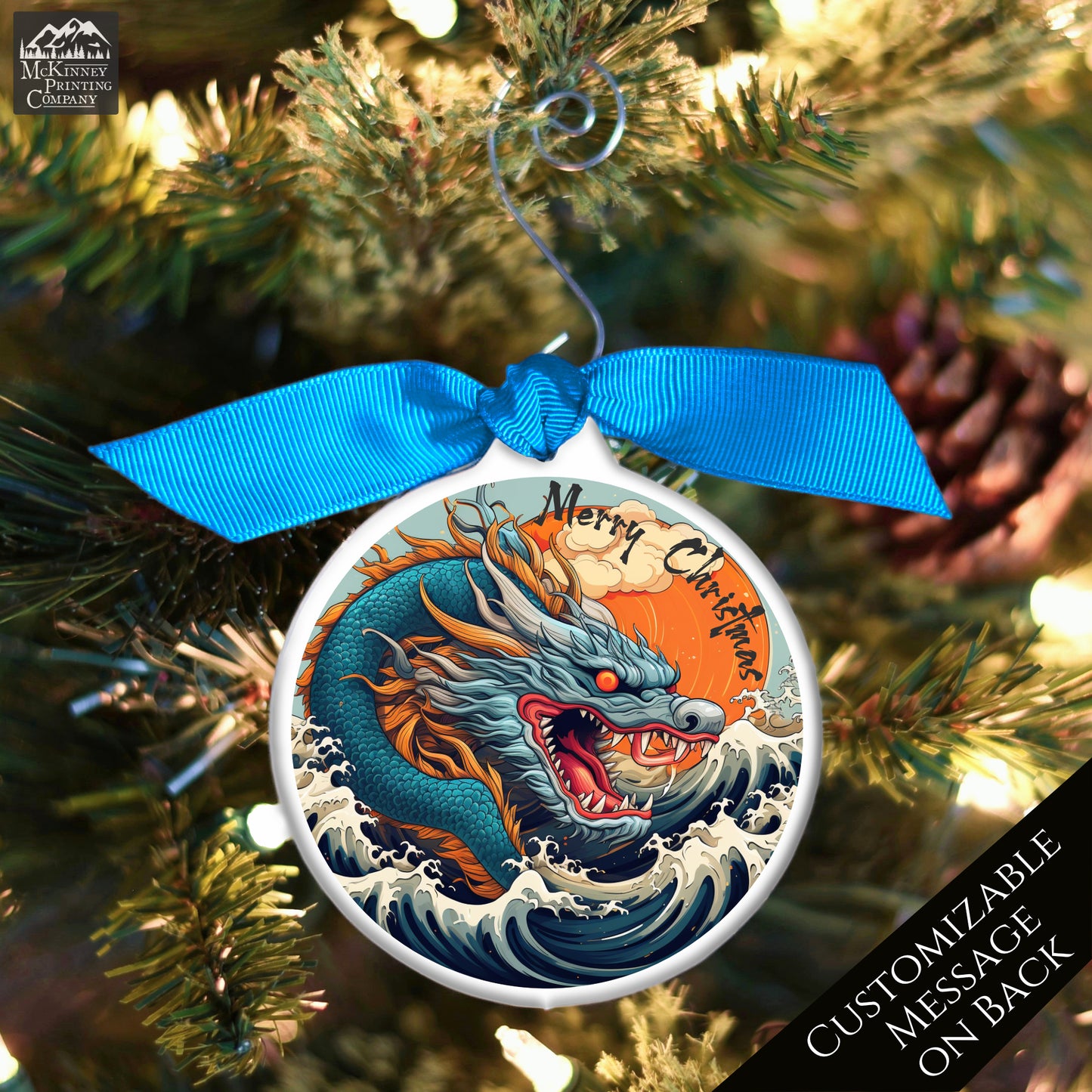 Dragon Ornament - The Great Wave, Japanese Gift, Christmas, Japan, Art