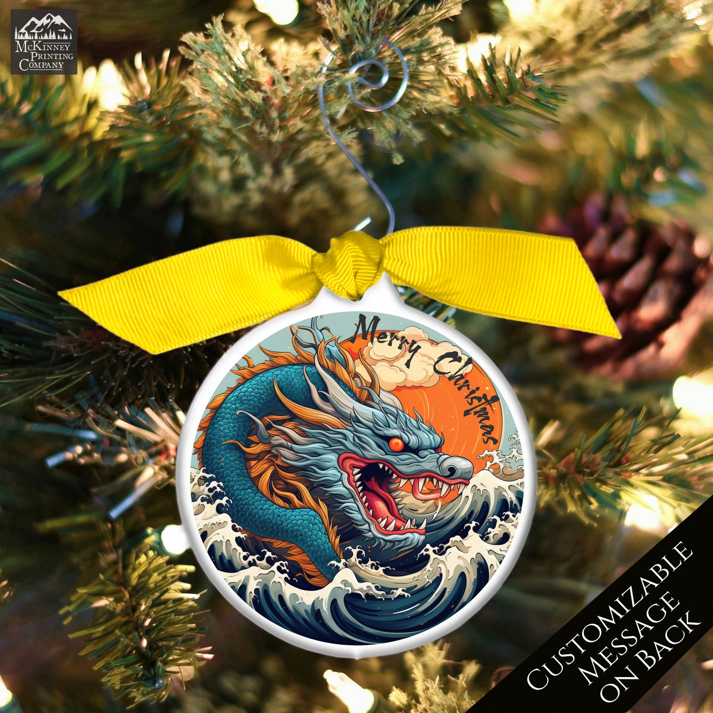 Dragon Ornament - The Great Wave, Japanese Gift, Christmas, Japan, Art