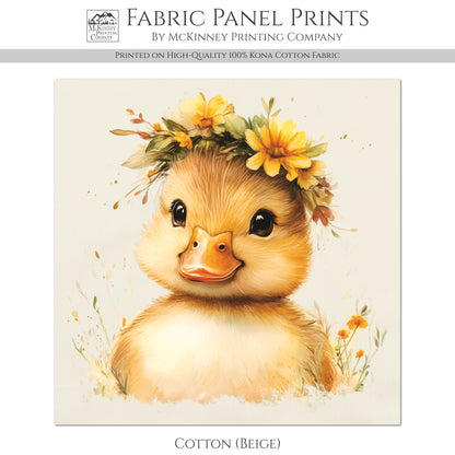 Duck Fabric - Bird Fabric Panel, Baby Fabric Panels, Canvas, Woodland Animal, Nursery Décor, Quilt Block, Cotton, Quilting