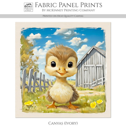 Farm Animal Fabric - Duck Fabric, Baby Fabric Panels, Cotton, Nursery Décor, Infant, Quilt Block, Wall Art, Quilting, Sewing