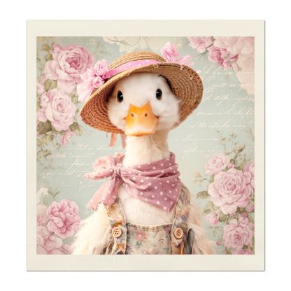 Duck Fabric - Bird Fabric Panel, Farm, Woodland Animal, Floral, Rose, French Country, Quilt Block, Cotton, Quilting