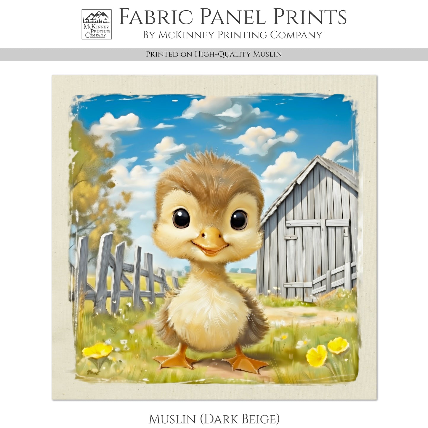 Farm Animal Fabric - Duck Fabric, Baby Fabric Panels, Cotton, Nursery Décor, Infant, Quilt Block, Wall Art, Quilting, Sewing