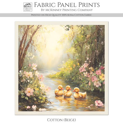 Duck Fabric - Bird Fabric Panel, Floral, Spring, Summer, Décor, Quilt Block, Cotton, Quilting, Sewing, Block Print