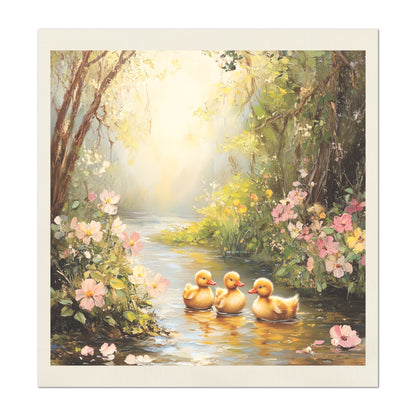 Duck Fabric - Bird Fabric Panel, Floral, Spring, Summer, Décor, Quilt Block, Cotton, Quilting, Sewing, Block Print