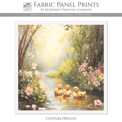 Duck Fabric - Bird Fabric Panel, Floral, Spring, Summer, Décor, Quilt Block, Cotton, Quilting, Sewing, Block Print