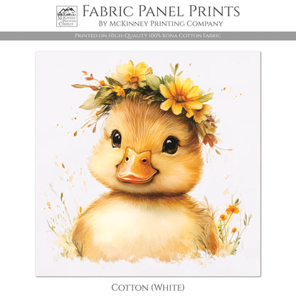 Duck Fabric - Bird Fabric Panel, Baby Fabric Panels, Canvas, Woodland Animal, Nursery Décor, Quilt Block, Cotton, Quilting