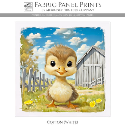 Farm Animal Fabric - Duck Fabric, Baby Fabric Panels, Cotton, Nursery Décor, Infant, Quilt Block, Wall Art, Quilting, Sewing