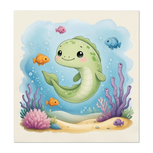 Eel - Ocean Fabric, Baby Fabric Panels, Sea, Boy, Blanket, Nursery Décor, Quilt Block, Cotton, Quilting