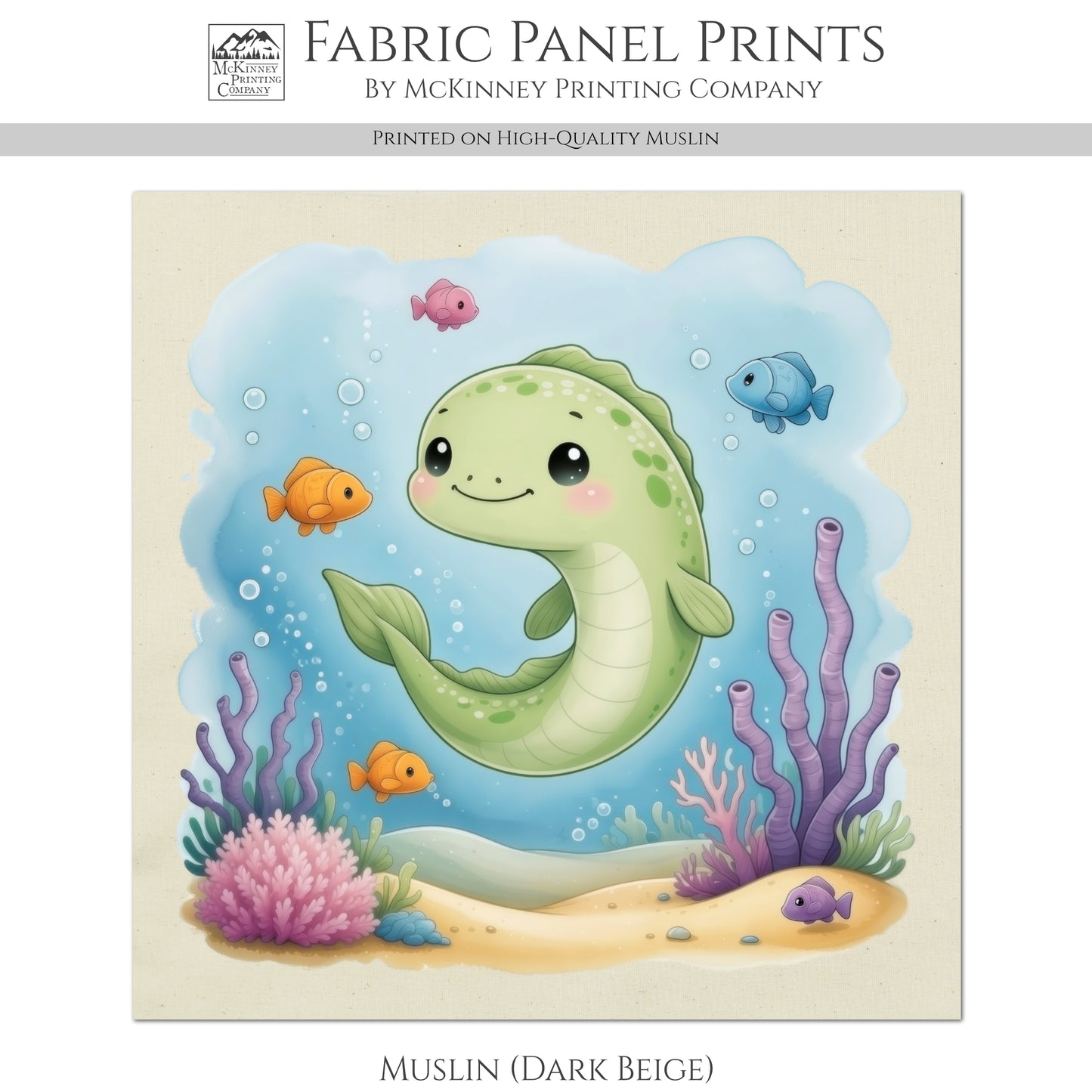 Eel - Ocean Fabric, Baby Fabric Panels, Sea, Boy, Blanket, Nursery Décor, Quilt Block, Cotton, Quilting