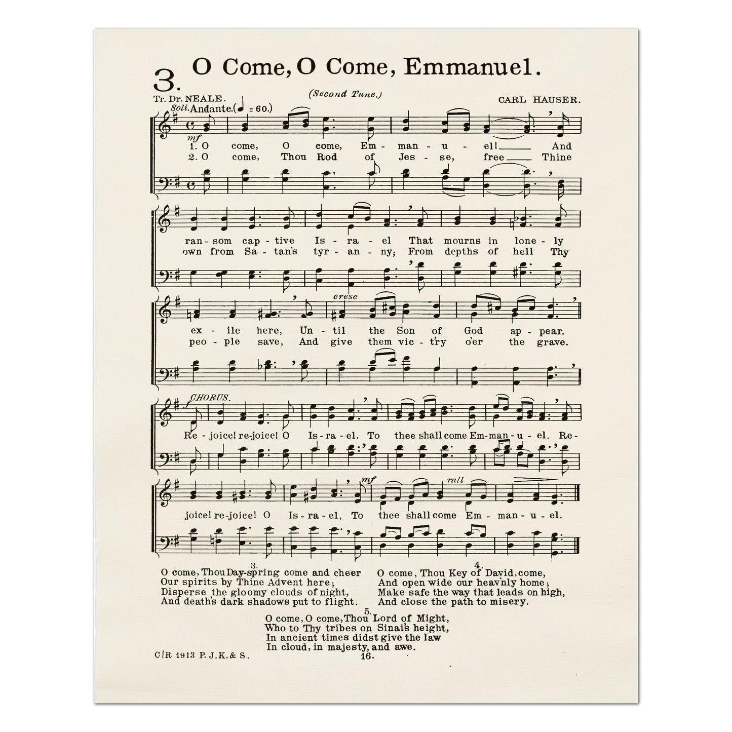 Emmanuel - Christian Fabric, Religious, Hymn Wall Art, Vintage Sheet Music, Choral, Piano, Quilting, Quilt, Cotton, Sewing, Cotton