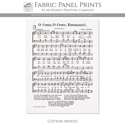 Emmanuel - Christian Fabric, Religious, Hymn Wall Art, Vintage Sheet Music, Choral, Piano, Quilting, Quilt, Cotton, Sewing, Cotton