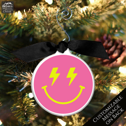 Emoji Christmas - Ornament, Smiley Face, Lightning, Happy, Preppy