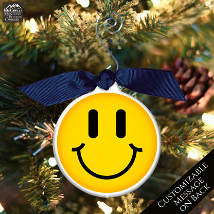 Emoji Christmas - Ornament, Smiley Face, Yellow, Funny, Cute