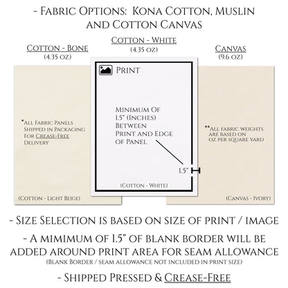 Custom Printed Fabric Panels - Crafts, Wall Art, Prints, Memory Pillow, Clothing, Bags, Quilt Labels