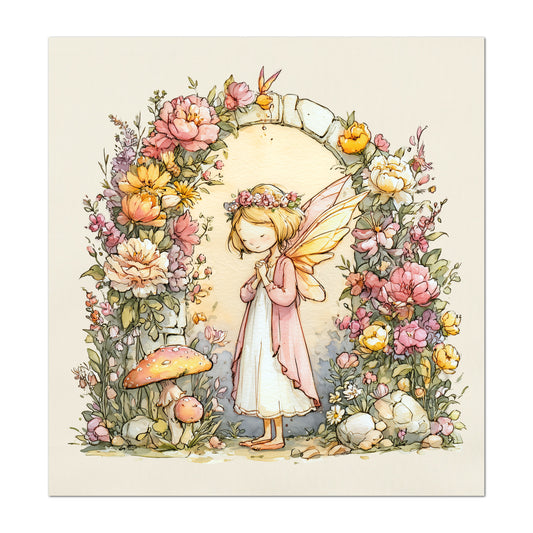 Fairy Fabric - Fantasy, Castle, Cotton, Girl, Floral, Baby Fabric Panels, Nursery Décor, Quilt Block, Quilting