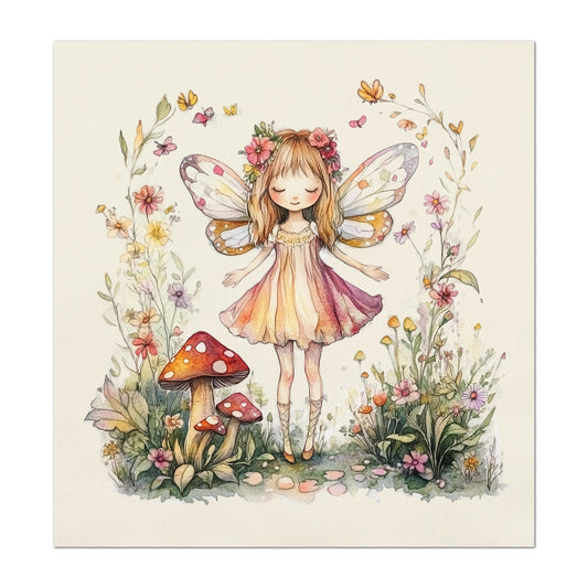 Fairy Fabric - Fantasy, Fairy Tale Painting, Castle, Cotton, Girl, Floral, Baby Fabric Panels, Nursery Décor, Quilt Block, Quilting