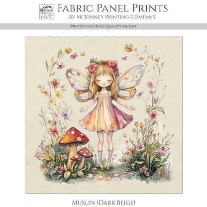 Fairy Fabric - Fantasy, Fairy Tale Painting, Castle, Cotton, Girl, Floral, Baby Fabric Panels, Nursery Décor, Quilt Block, Quilting