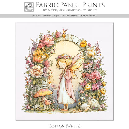 Fairy Fabric - Fantasy, Castle, Cotton, Girl, Floral, Baby Fabric Panels, Nursery Décor, Quilt Block, Quilting