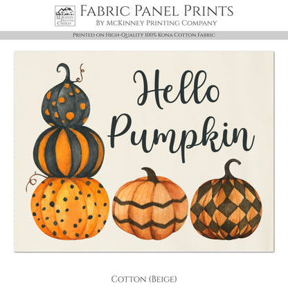 Fall Fabric Panel - Halloween Fabric, Pumpkin, Watercolor, Home Décor, Cotton, Canvas, Quilt Block, Panel, Wall Art