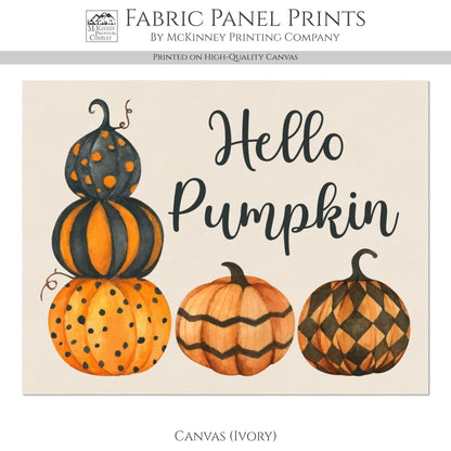 Fall Fabric Panel - Halloween Fabric, Pumpkin, Watercolor, Home Décor, Cotton, Canvas, Quilt Block, Panel, Wall Art