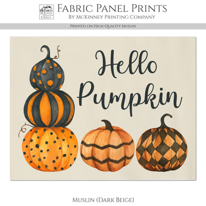 Fall Fabric Panel - Halloween Fabric, Pumpkin, Watercolor, Home Décor, Cotton, Canvas, Quilt Block, Panel, Wall Art