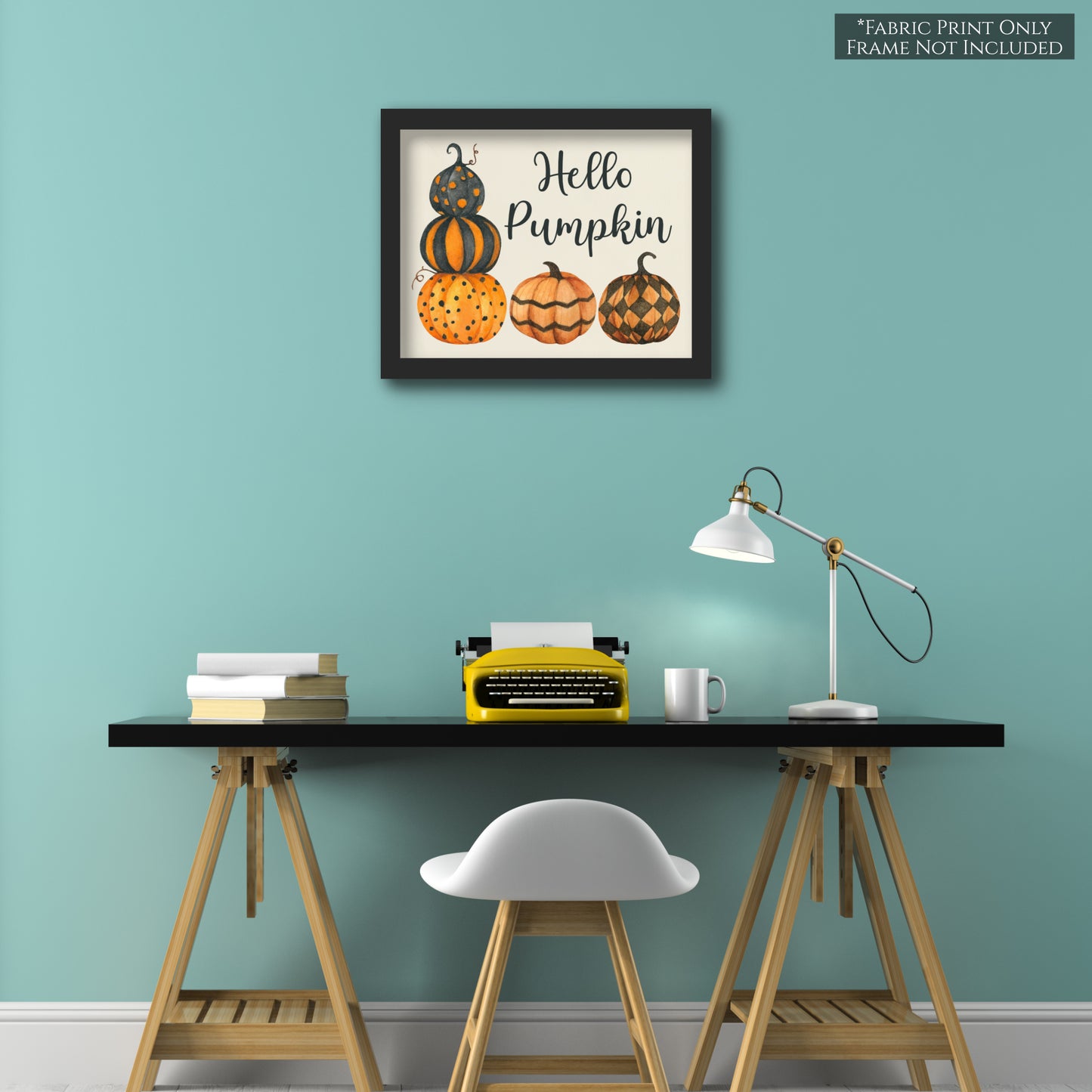 Fall Fabric Panel - Halloween Fabric, Pumpkin, Watercolor, Home Décor, Cotton, Canvas, Quilt Block, Panel, Wall Art