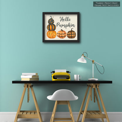 Fall Fabric Panel - Halloween Fabric, Pumpkin, Watercolor, Home Décor, Cotton, Canvas, Quilt Block, Panel, Wall Art