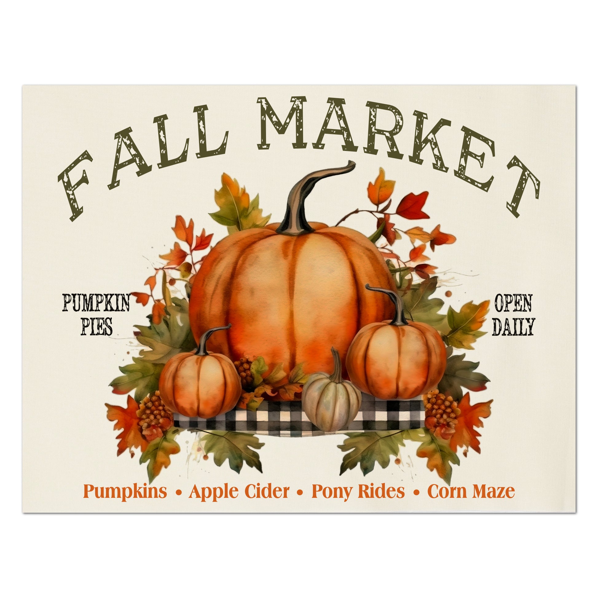 Pumpkin Fabric - Watercolor, Autumn Décor, Cotton, Muslin, Fall, Quilt Block, Panel
