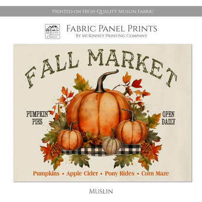 Pumpkin Fabric - Watercolor, Autumn Décor, Cotton, Muslin, Fall, Quilt Block, Panel - Muslin