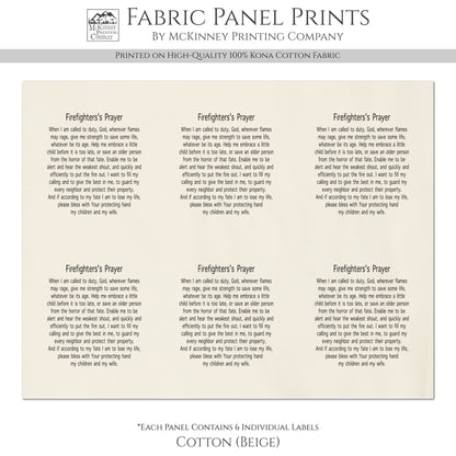 Firefighter's Prayer - Fireman, Fabric Panel, Memory Pillow, Patch, Prayer Quilt, Christian Gift, Quilting, Tag, Religious