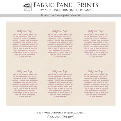 Firefighter's Prayer - Fireman, Fabric Panel, Memory Pillow, Patch, Prayer Quilt, Christian Gift, Quilting, Tag, Religious