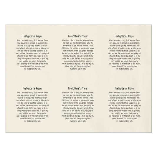 Firefighter's Prayer - Fireman, Fabric Panel, Memory Pillow, Patch, Prayer Quilt, Christian Gift, Quilting, Tag, Religious