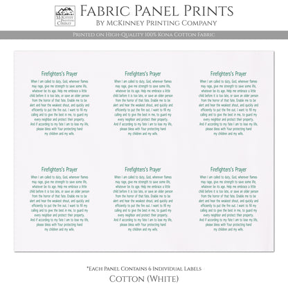 Firefighter's Prayer - Fireman, Fabric Panel, Memory Pillow, Patch, Prayer Quilt, Christian Gift, Quilting, Tag, Religious