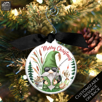 Fishing Ornament - Christmas, Gnome, Dad, Grandpa, Custom, Personalized, Camping, Outdoor, Fisherman Gift