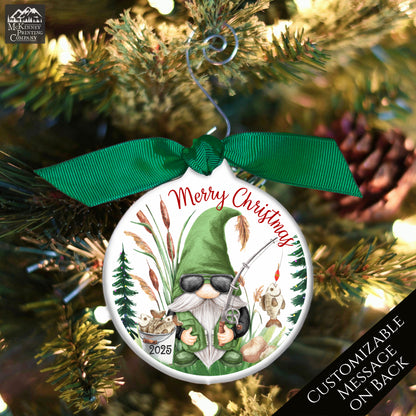 Fishing Ornament - Christmas, Gnome, Dad, Grandpa, Custom, Personalized, Camping, Outdoor, Fisherman Gift