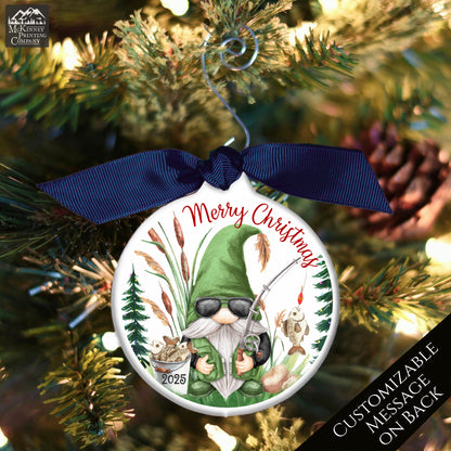 Fishing Ornament - Christmas, Gnome, Dad, Grandpa, Custom, Personalized, Camping, Outdoor, Fisherman Gift