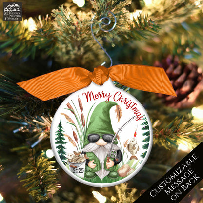Fishing Ornament - Christmas, Gnome, Dad, Grandpa, Custom, Personalized, Camping, Outdoor, Fisherman Gift