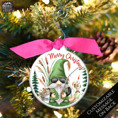 Fishing Ornament - Christmas, Gnome, Dad, Grandpa, Custom, Personalized, Camping, Outdoor, Fisherman Gift