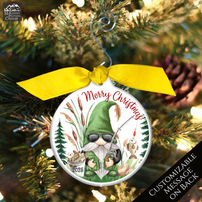 Fishing Ornament - Christmas, Gnome, Dad, Grandpa, Custom, Personalized, Camping, Outdoor, Fisherman Gift