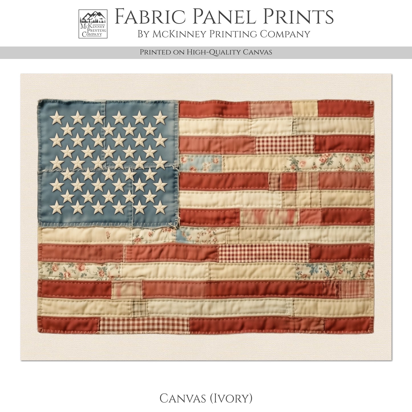 American Flag Fabric - Print, Patriotic, Americana, USA, Military, Veteran, Vintage, Quilting, Quilt, Cotton, Canvas