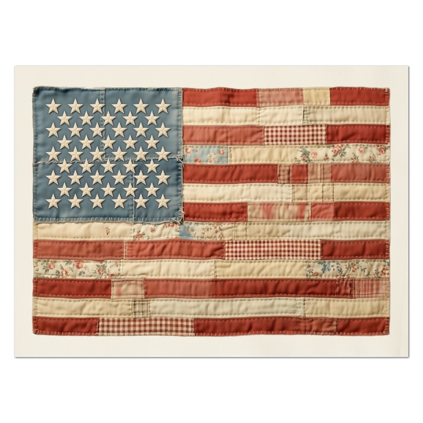 American Flag Fabric - Print, Patriotic, Americana, USA, Military, Veteran, Vintage, Quilting, Quilt, Cotton, Canvas