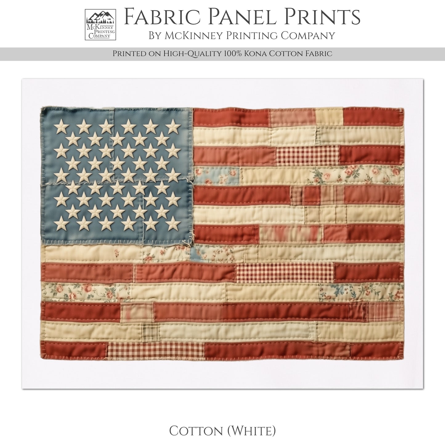 American Flag Fabric - Print, Patriotic, Americana, USA, Military, Veteran, Vintage, Quilting, Quilt, Cotton, Canvas